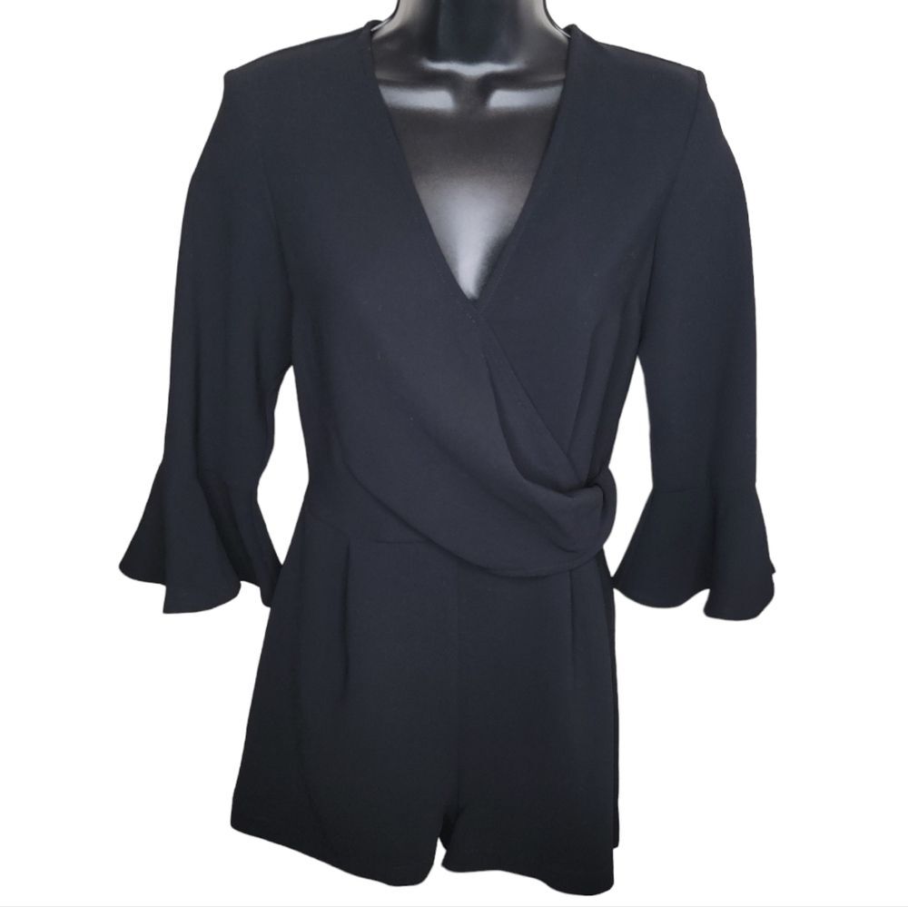 Topshop black bell sleeve shorts romper size 2